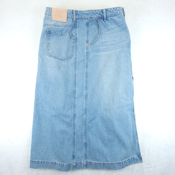 Frye Women's Front-Slit Seamed Denim Skirt Size 31 Farrah Wash NWT - Picture 7 of 8